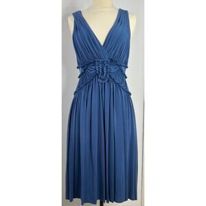 BCBG Maxazria Women's Dress Ruched Waist Sleeveless Blue Festival Size 2 -- FLAW